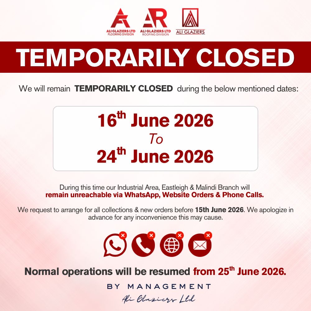 Closure announcement â€” Ali Glaziers