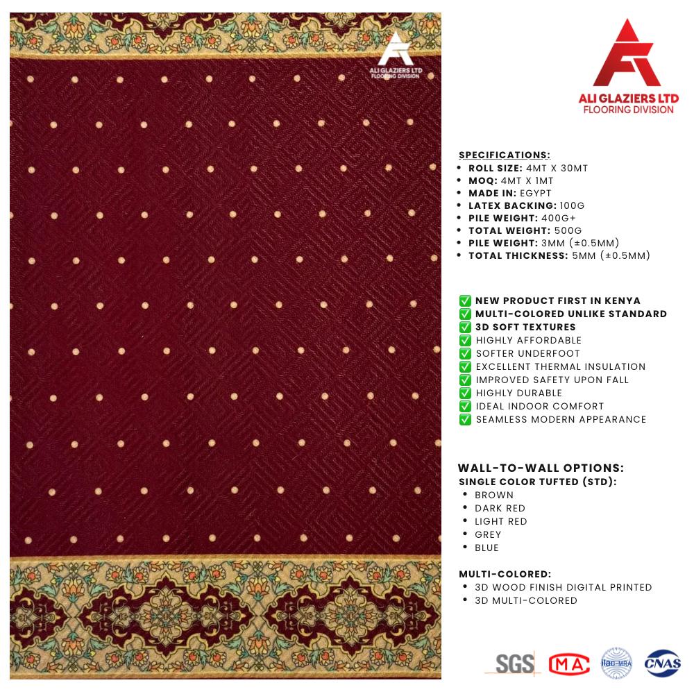 3D Wall-to-Wall Mosque Carpet With Suff (22101) Kenya