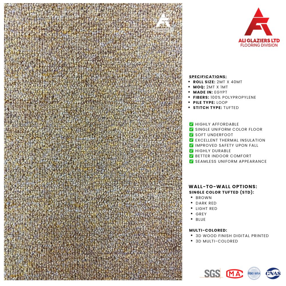 TUFTED WALL TO WALL CARPET - BROWN