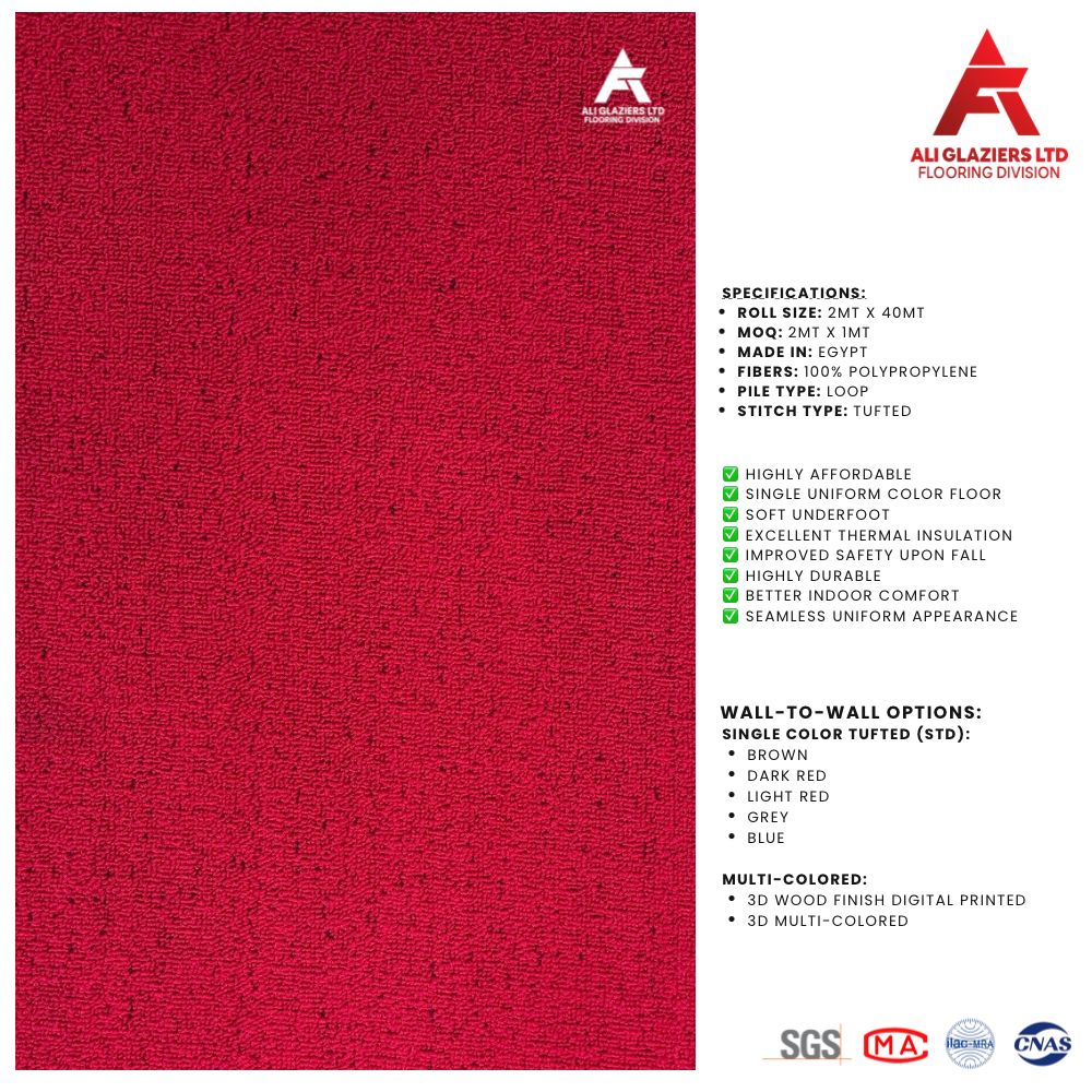 TUFTED WALL TO WALL CARPET - MAROON