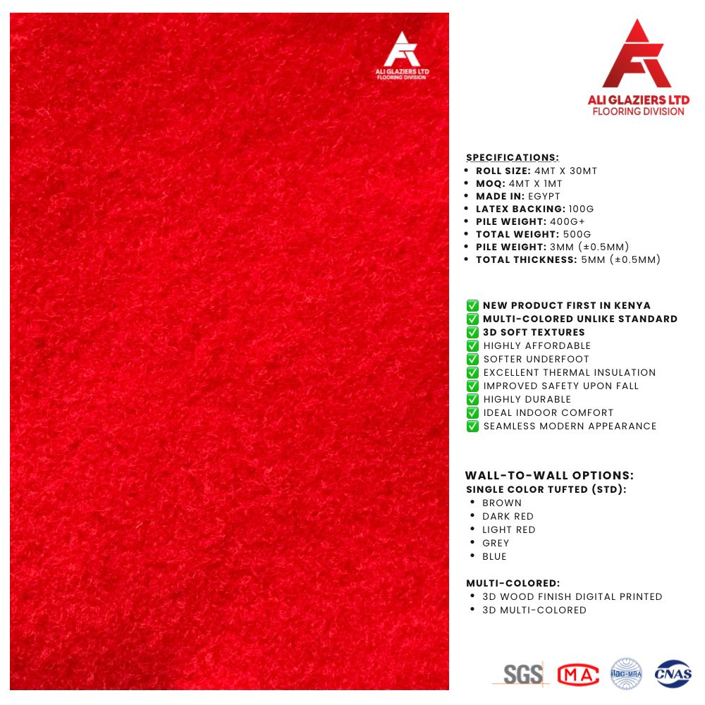 RED 3D WALL-TO-WALL CARPET (3329)