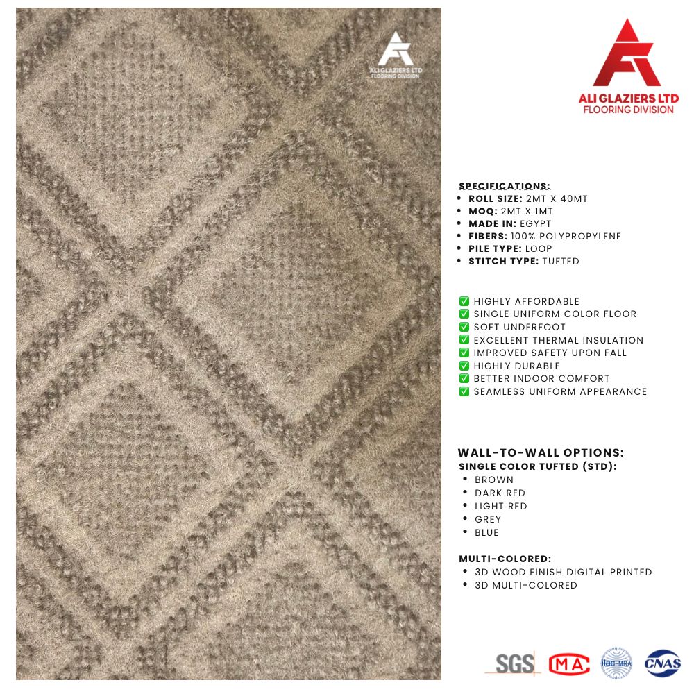 TUFTED WALL TO WALL CARPET - BEIGE DIAMOND