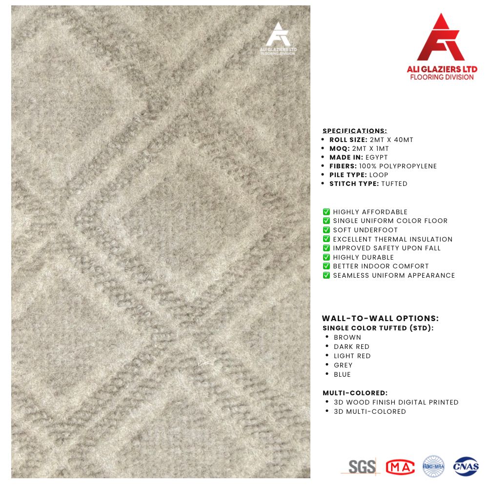 TUFTED WALL TO WALL CARPET - CREAM DIAMOND